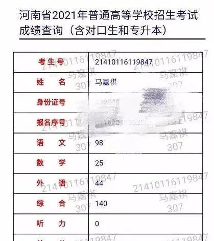 马嘉祺高考成绩